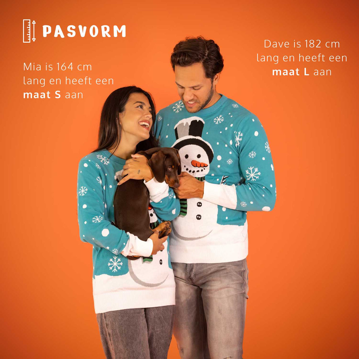 JAP Weihnachtspullover - Schneemann - Blau