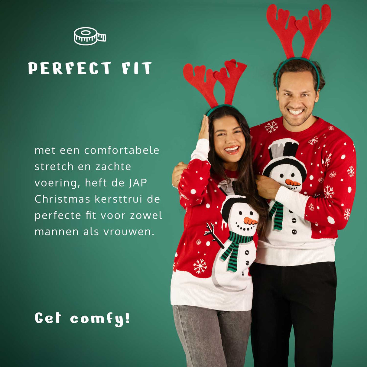 JAP Weihnachtspullover - Schneemann - Rot