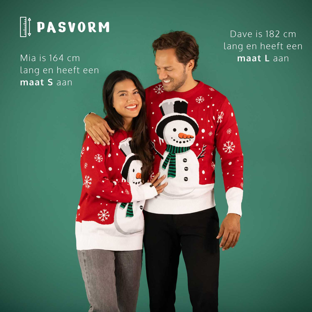 JAP Weihnachtspullover - Schneemann - Rot