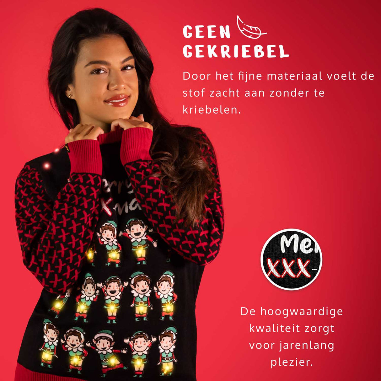 JAP Weihnachtspullover mit Lichtern - Frohes XXX-mas