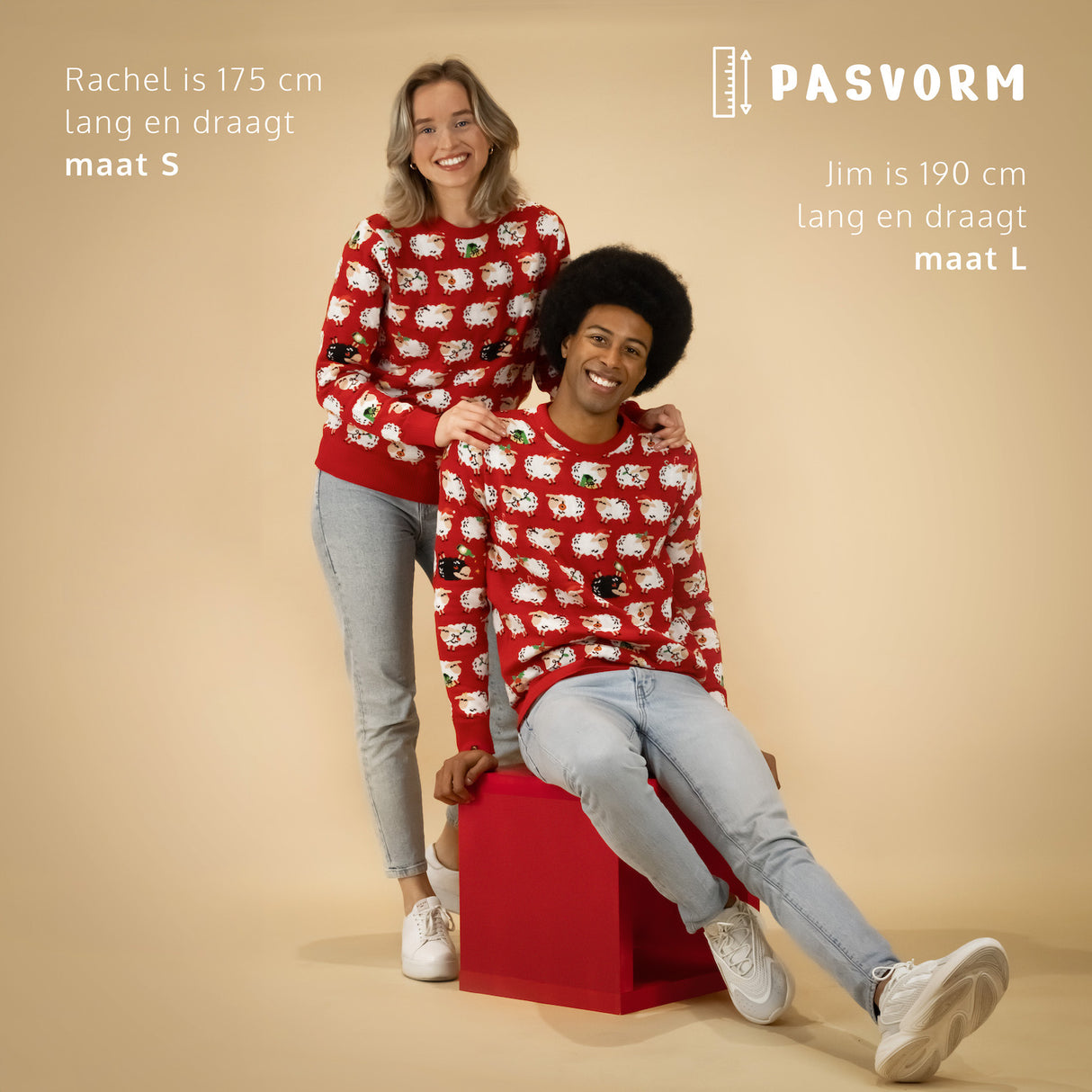 JAP Weihnachtspullover - 'Das schwarze Schaf (Prinzessin Diana)' - Rot