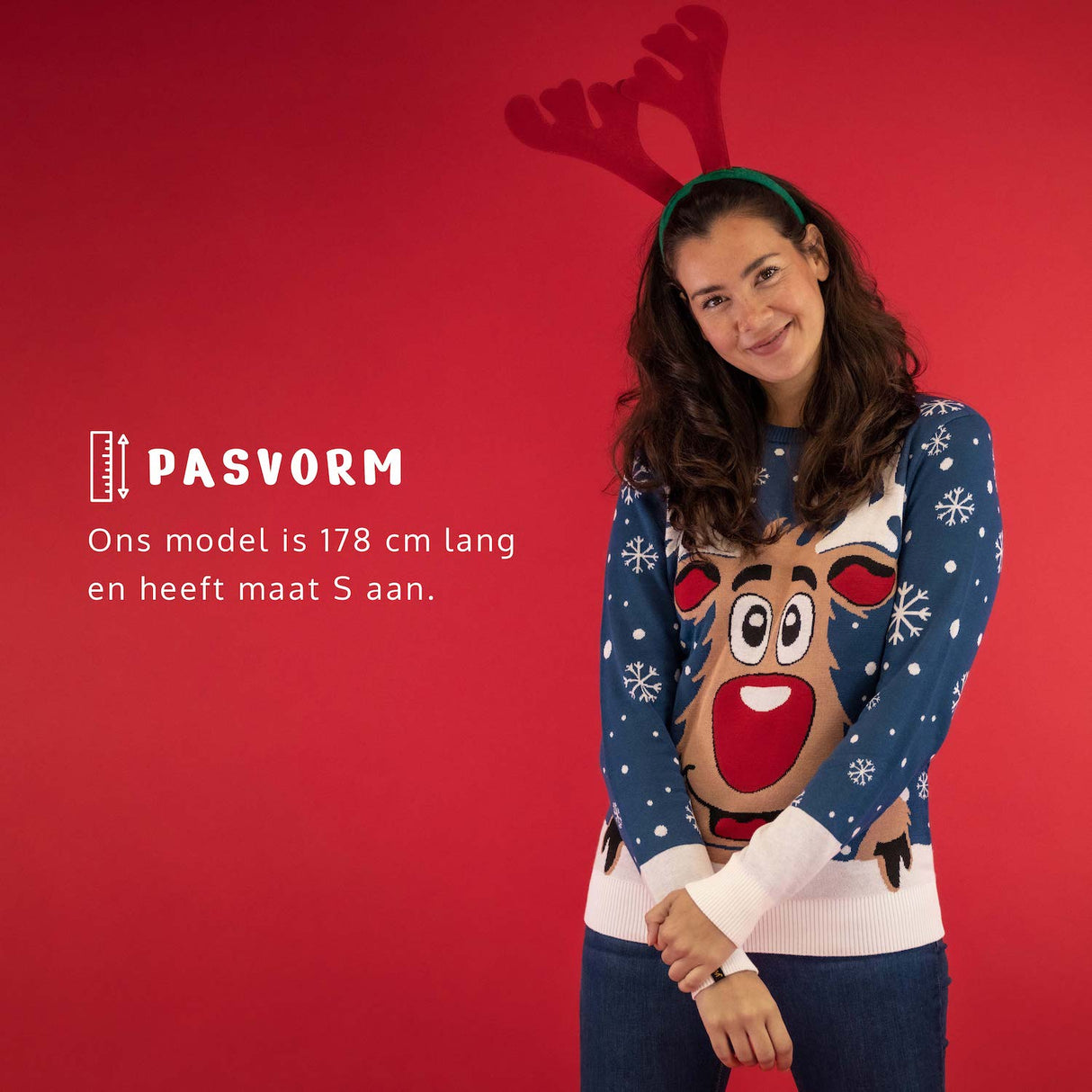 JAP Weihnachtspullover - Rudolf das Rentier - Dunkelblau