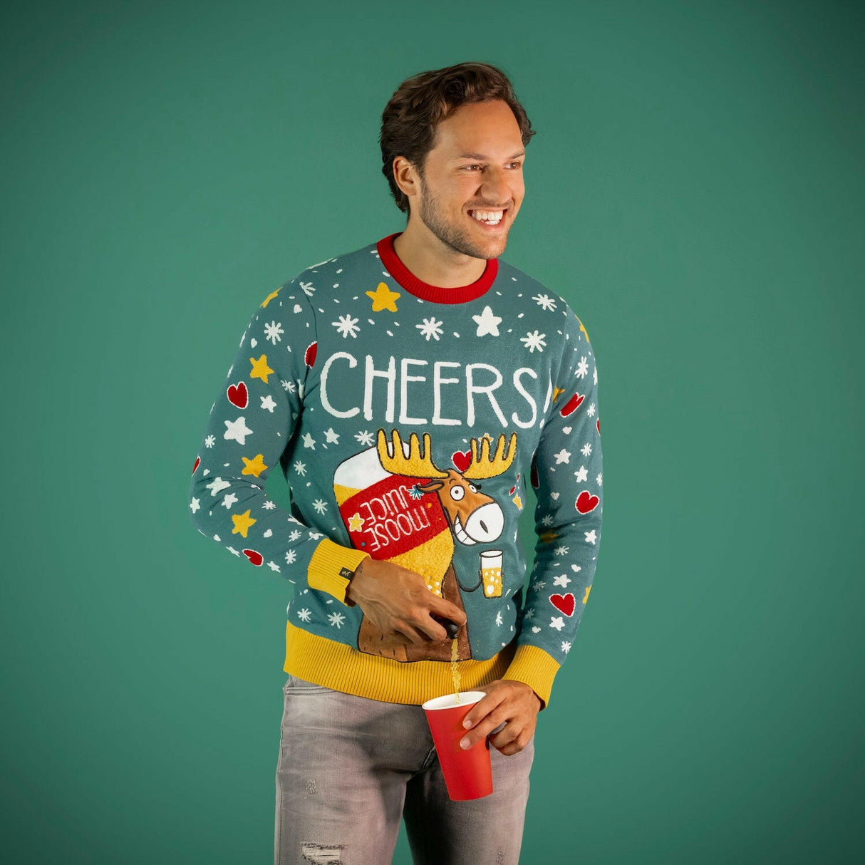 JAP Interaktiver Weihnachtspullover - CHEERS! Moose Juice