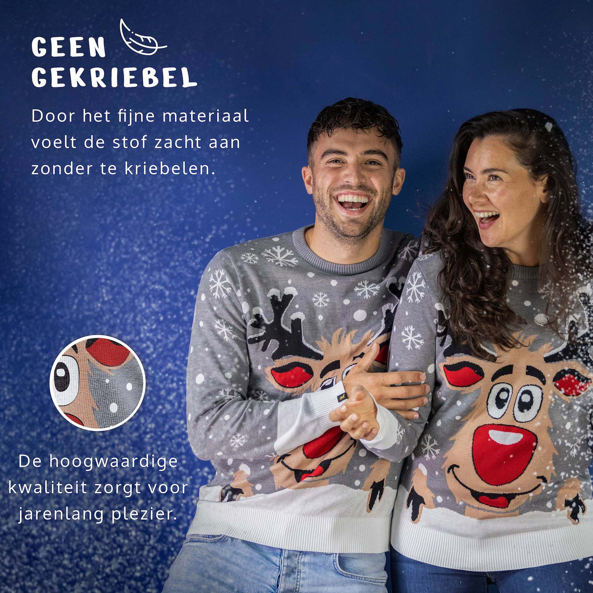 JAP Weihnachtspullover - Rudolf das Rentier - Grau