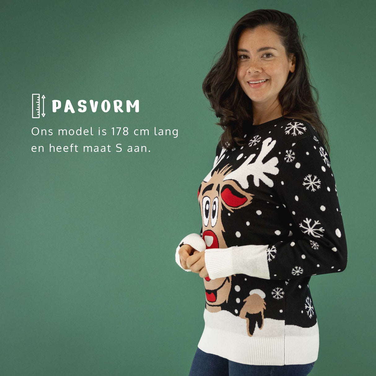 JAP Weihnachtspullover - Rudolf das Rentier - Schwarz