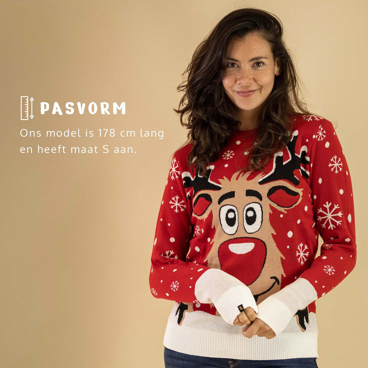 JAP Weihnachtspullover - Rudolf das Rentier - Rot