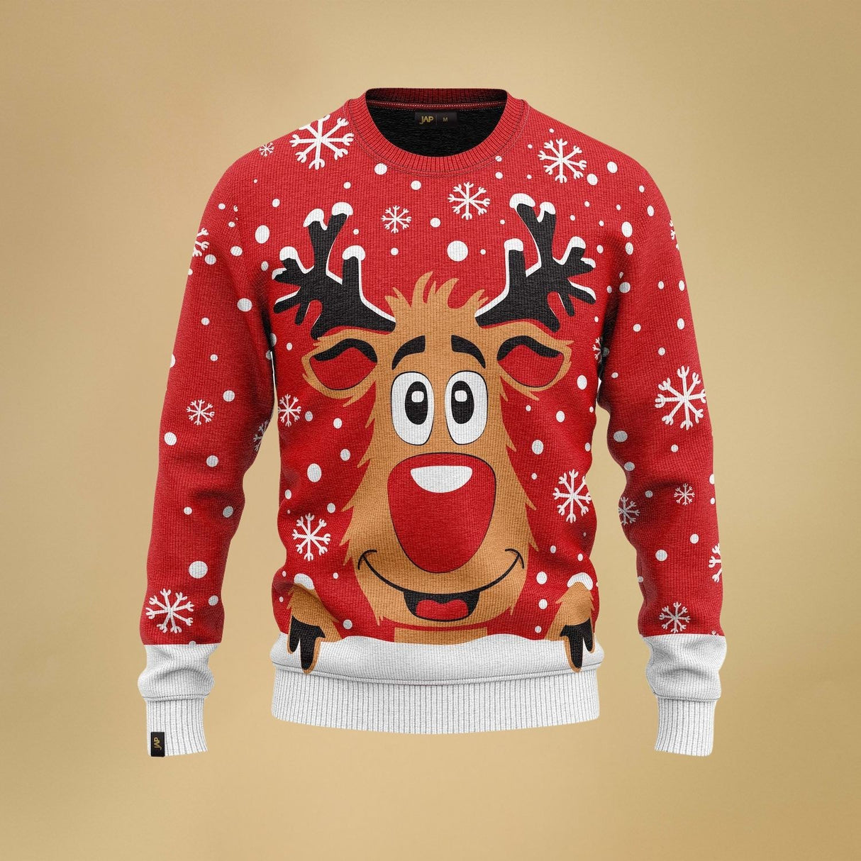 JAP Weihnachtspullover - Rudolf das Rentier - Rot