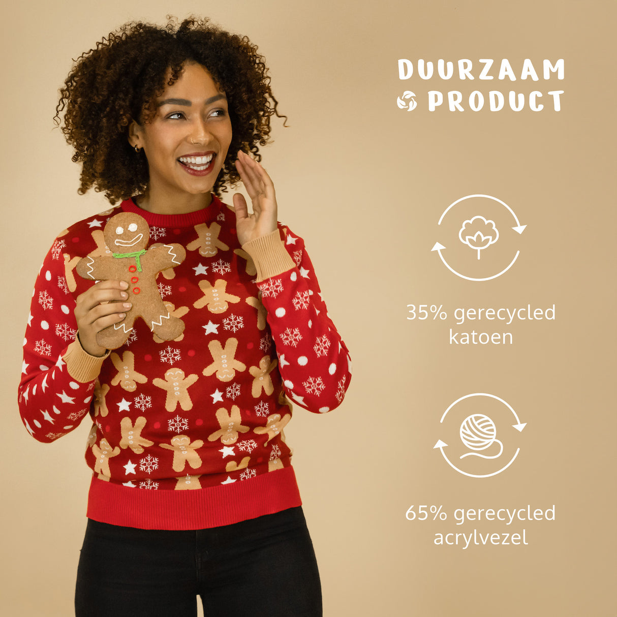 JAP Weihnachtspullover - Gingerbread - Bordeaux Rot