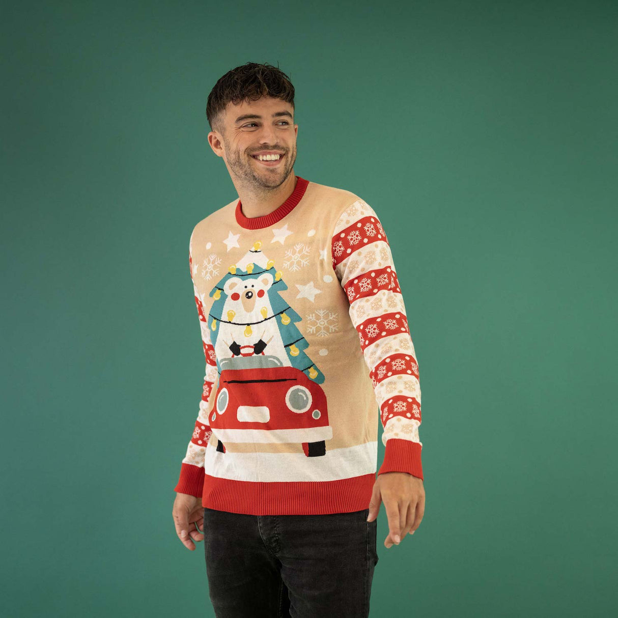 JAP Weihnachtspullover - Driving home for Christmas - Rosa