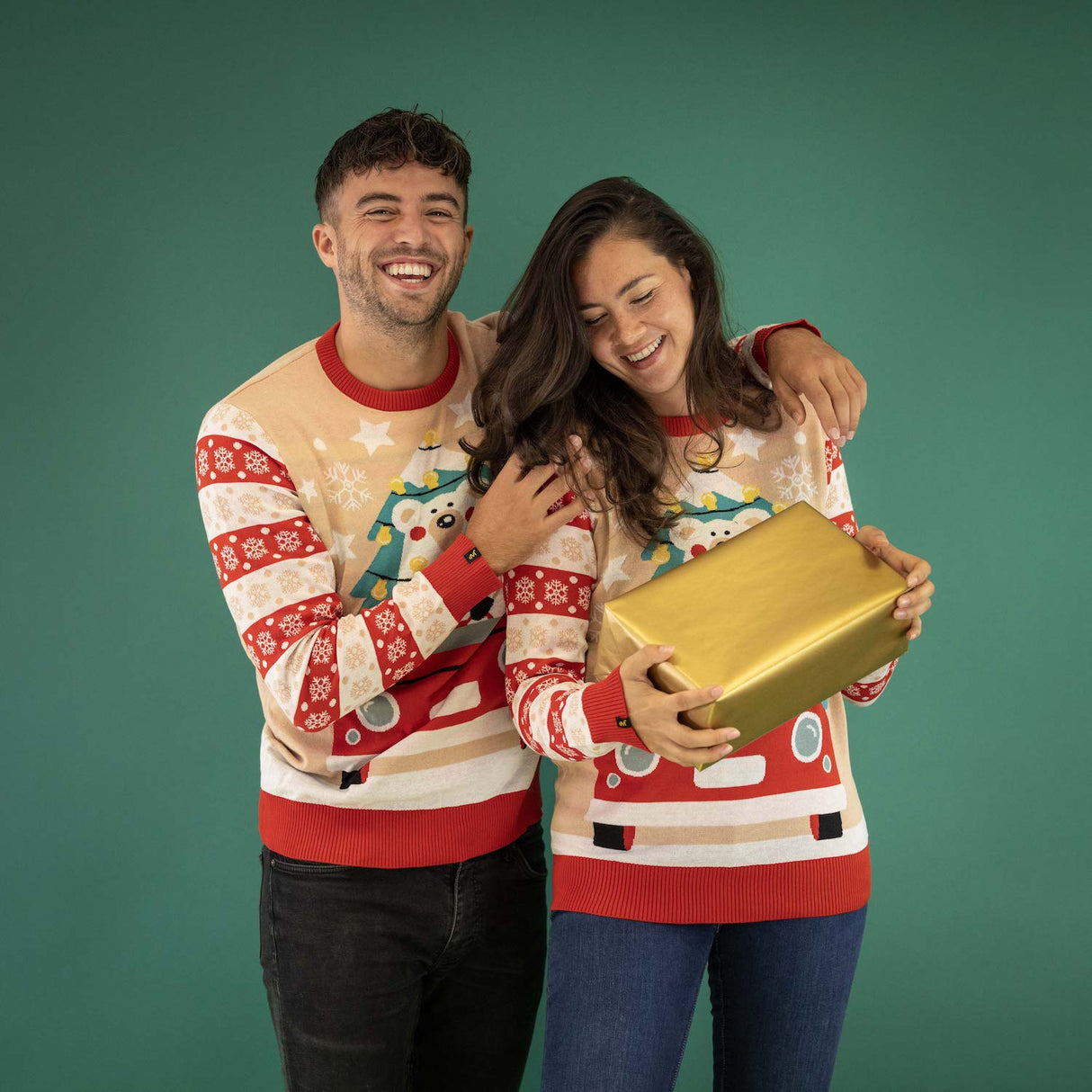 JAP Weihnachtspullover - Driving home for Christmas - Rosa