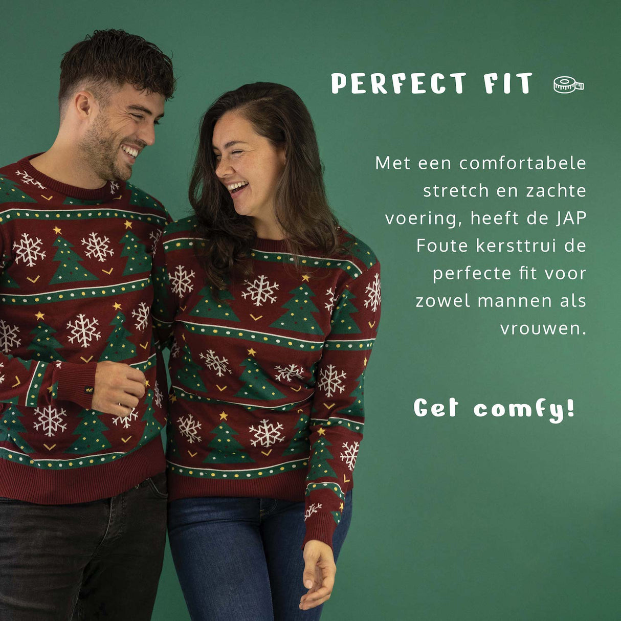 JAP Weihnachtspullover - Weihnachtsbaum - Dunkelrot