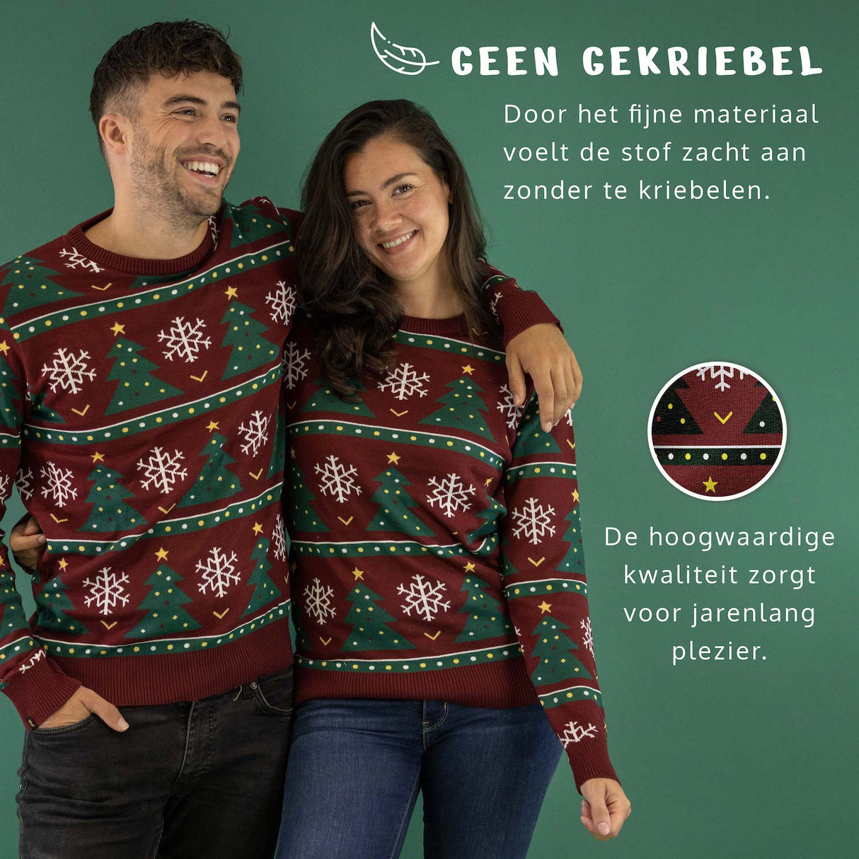 JAP Weihnachtspullover - Weihnachtsbaum - Dunkelrot