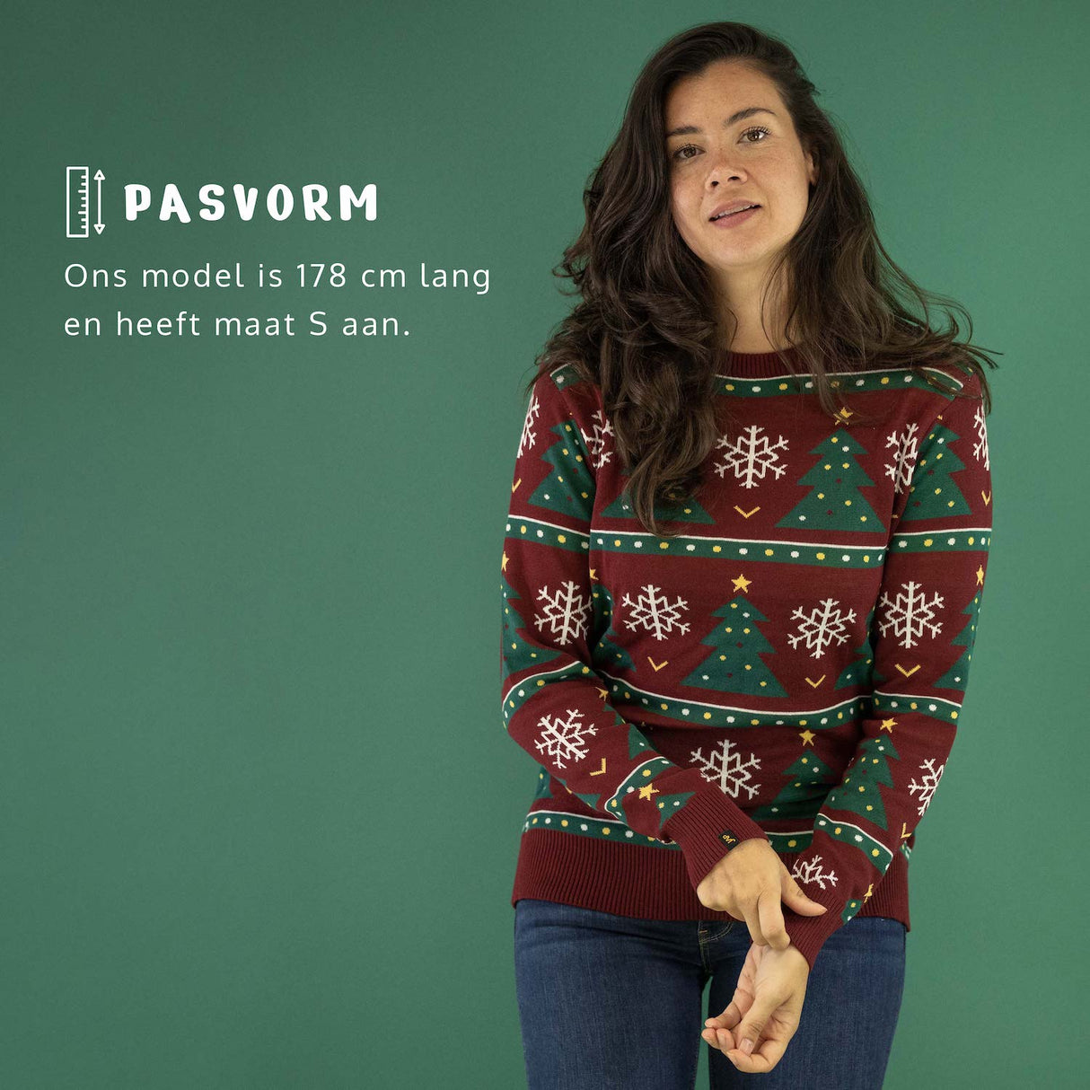 JAP Weihnachtspullover - Weihnachtsbaum - Dunkelrot