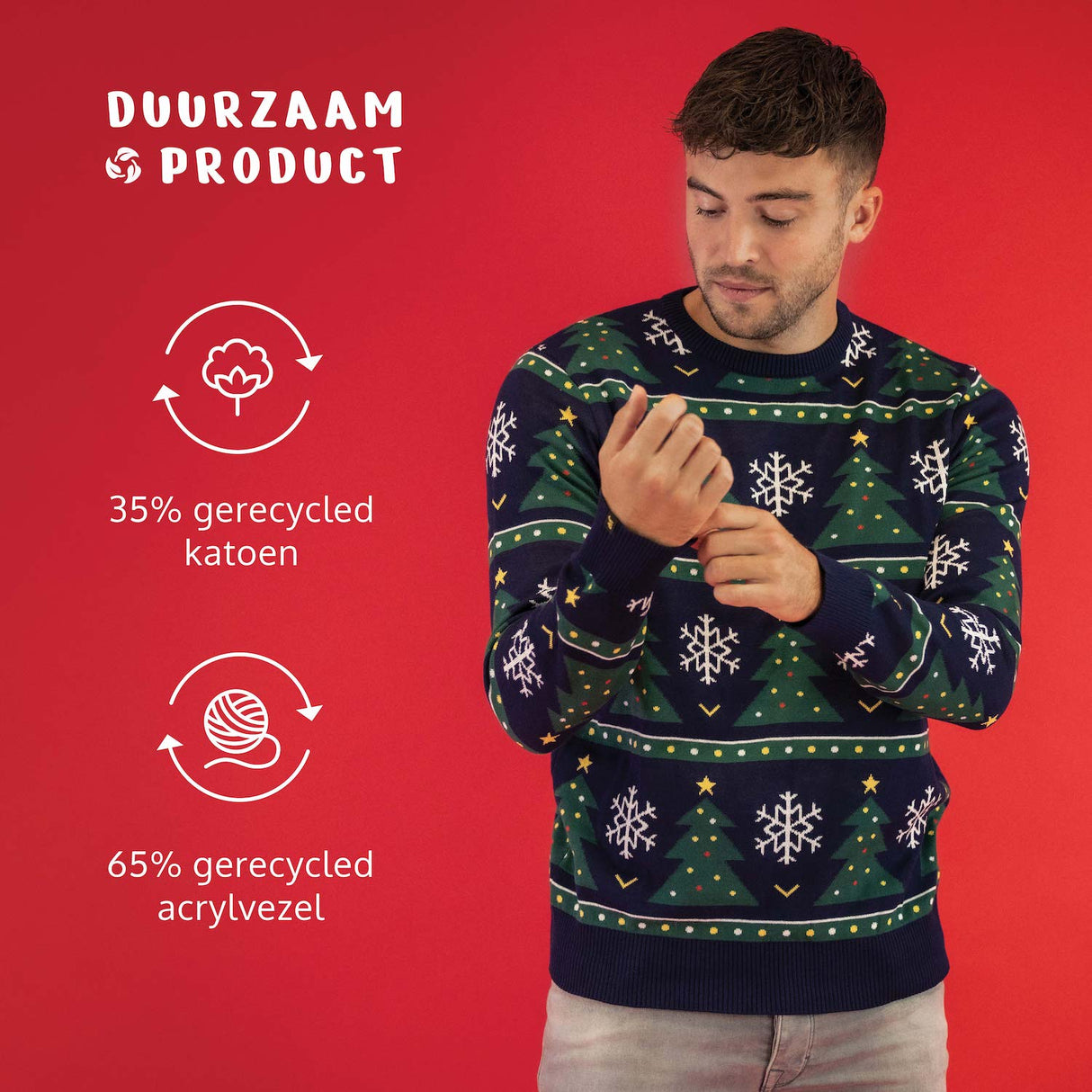 JAP Weihnachtspullover - Weihnachtsbaum - Dunkelblau