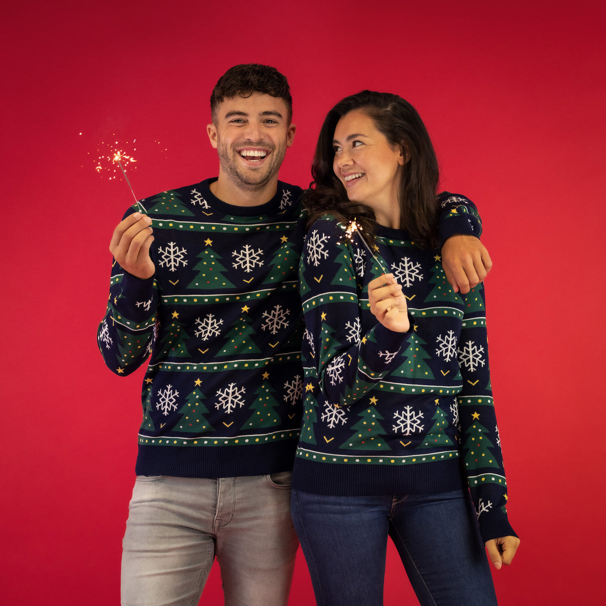 JAP Weihnachtspullover - Weihnachtsbaum - Dunkelblau