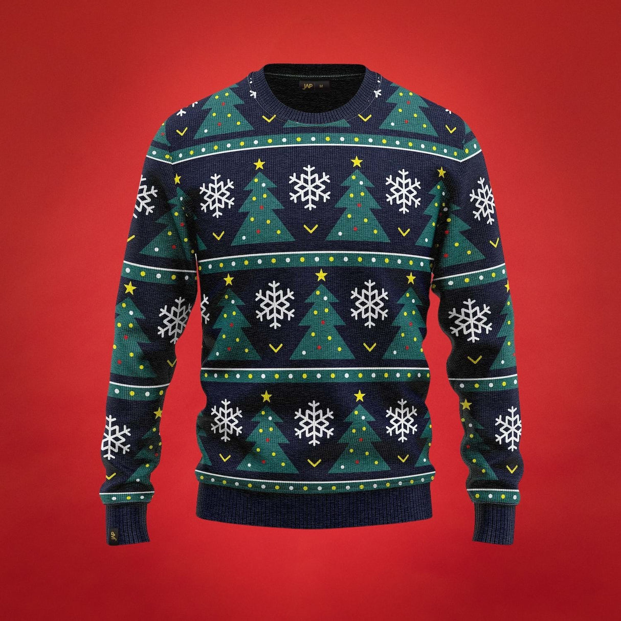 JAP Weihnachtspullover - Weihnachtsbaum - Dunkelblau