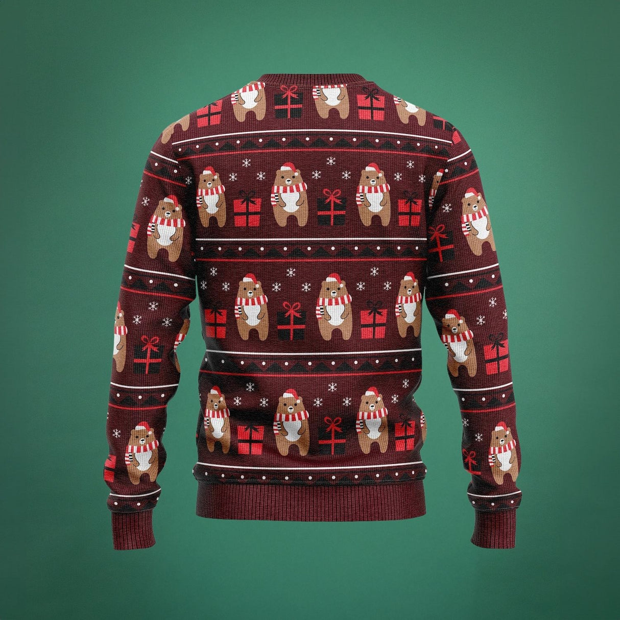 JAP Weihnachtspullover - Bär mit Geschenk - Rot