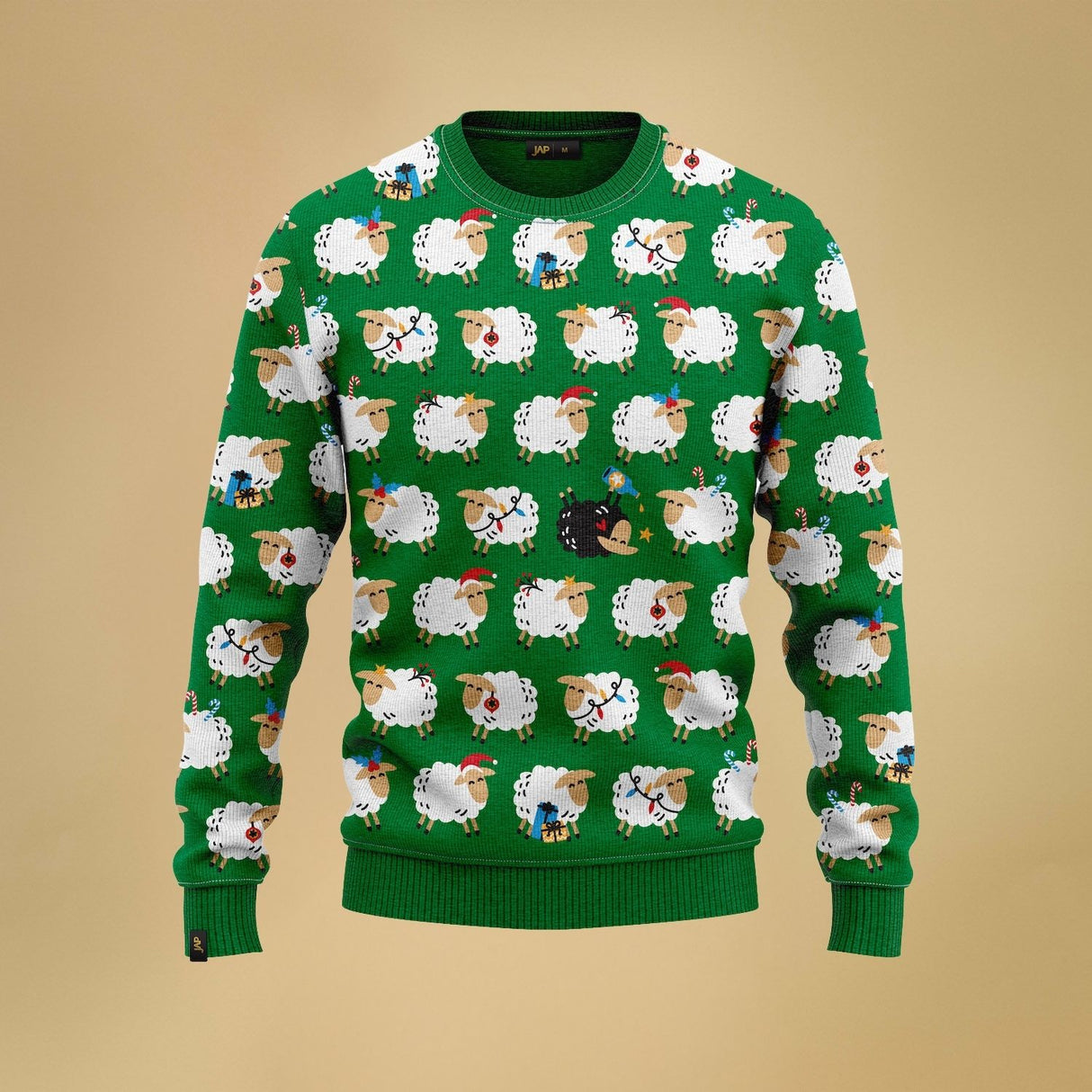 JAP Weihnachtspullover - Das 'Schwarze Schaf' (Prinzessin Diana) - Grün