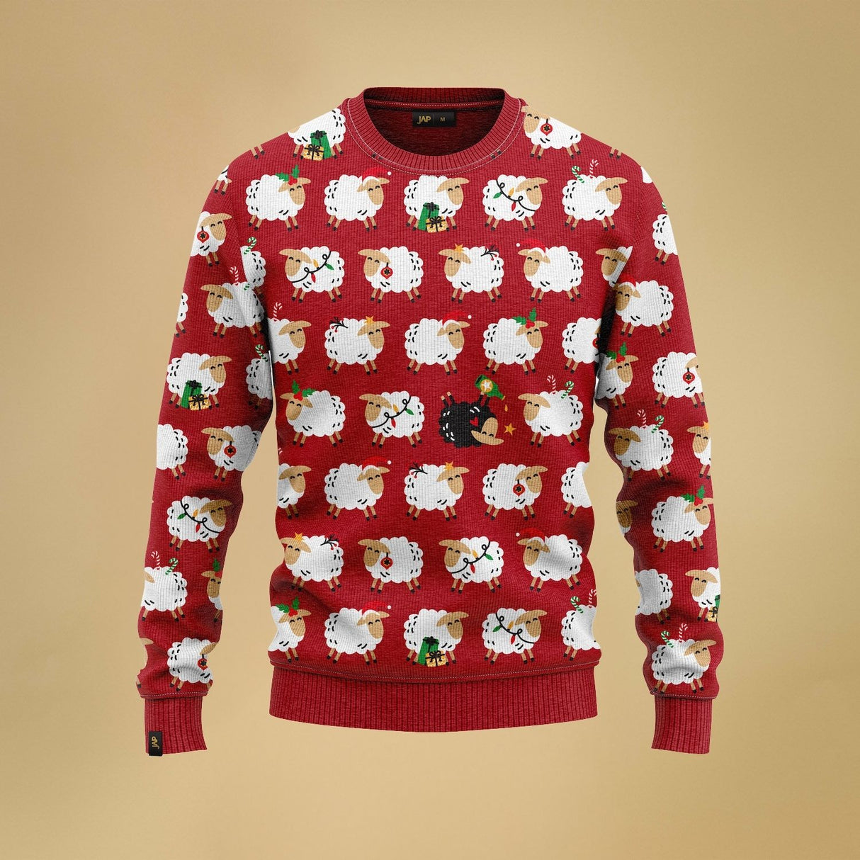 JAP Weihnachtspullover - 'Das schwarze Schaf (Prinzessin Diana)' - Rot