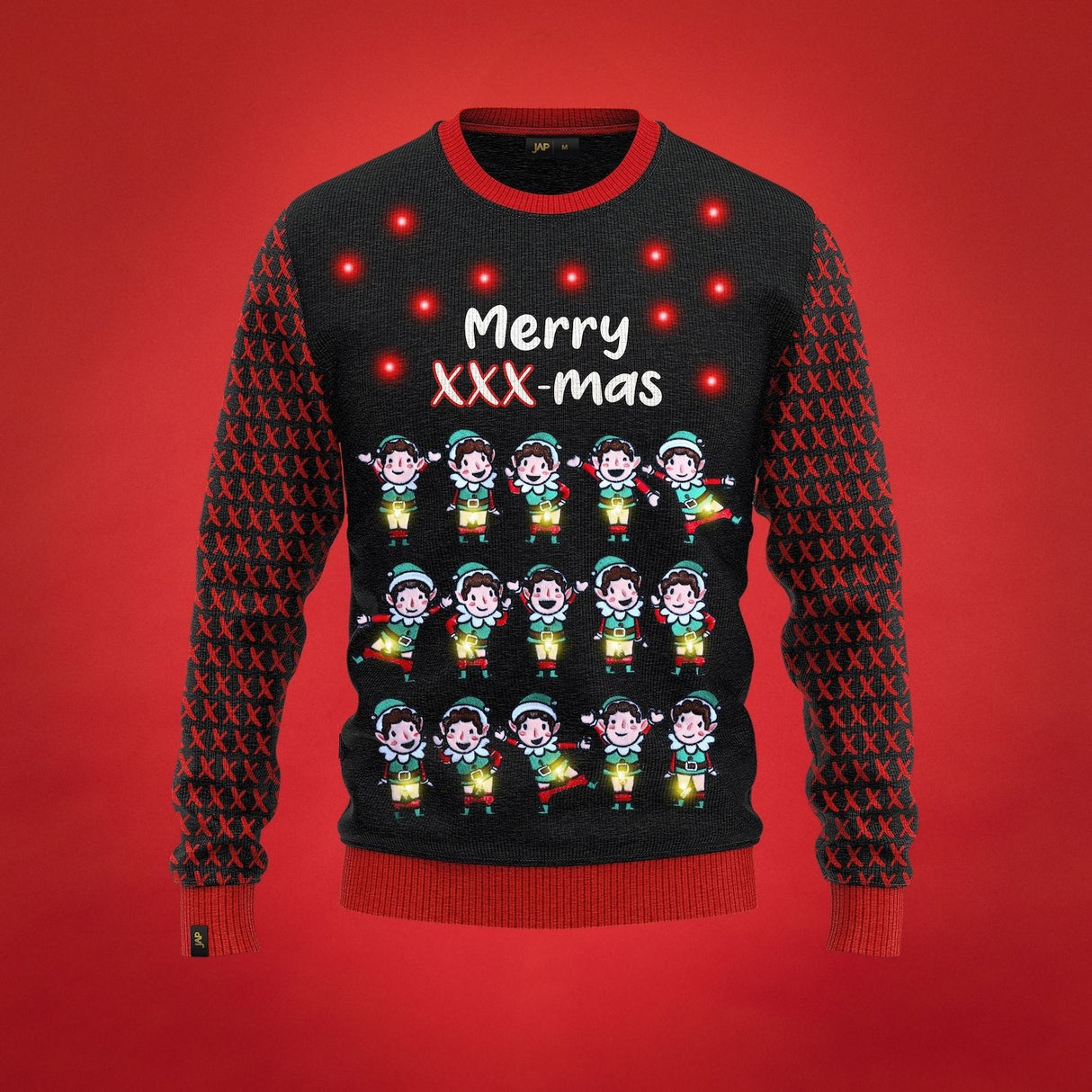 JAP Weihnachtspullover mit Lichtern - Frohes XXX-mas