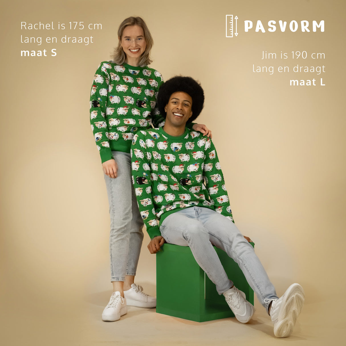 JAP Weihnachtspullover - Das 'Schwarze Schaf' (Prinzessin Diana) - Grün