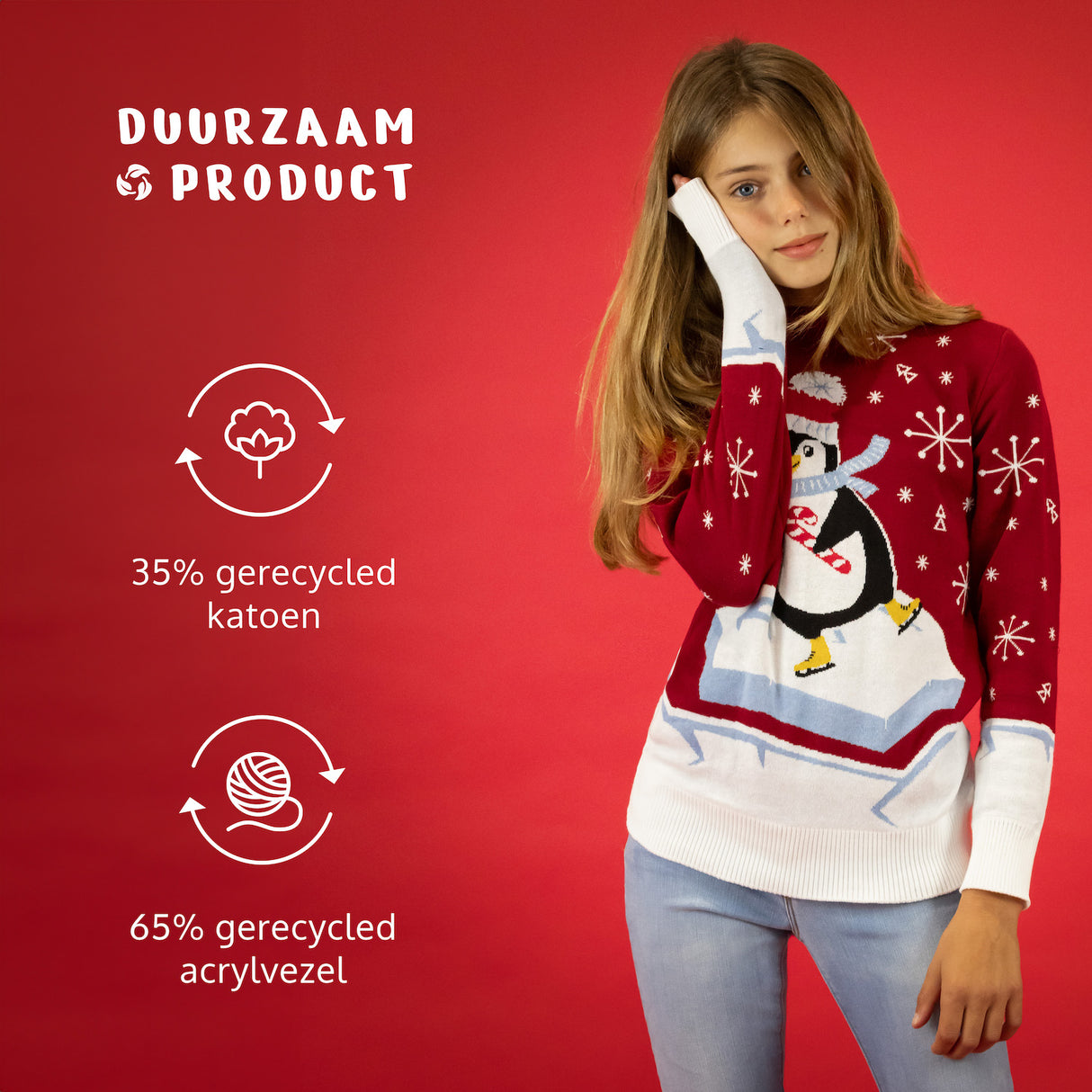 JAP Weihnachtspullover - Skateguïn - Rot