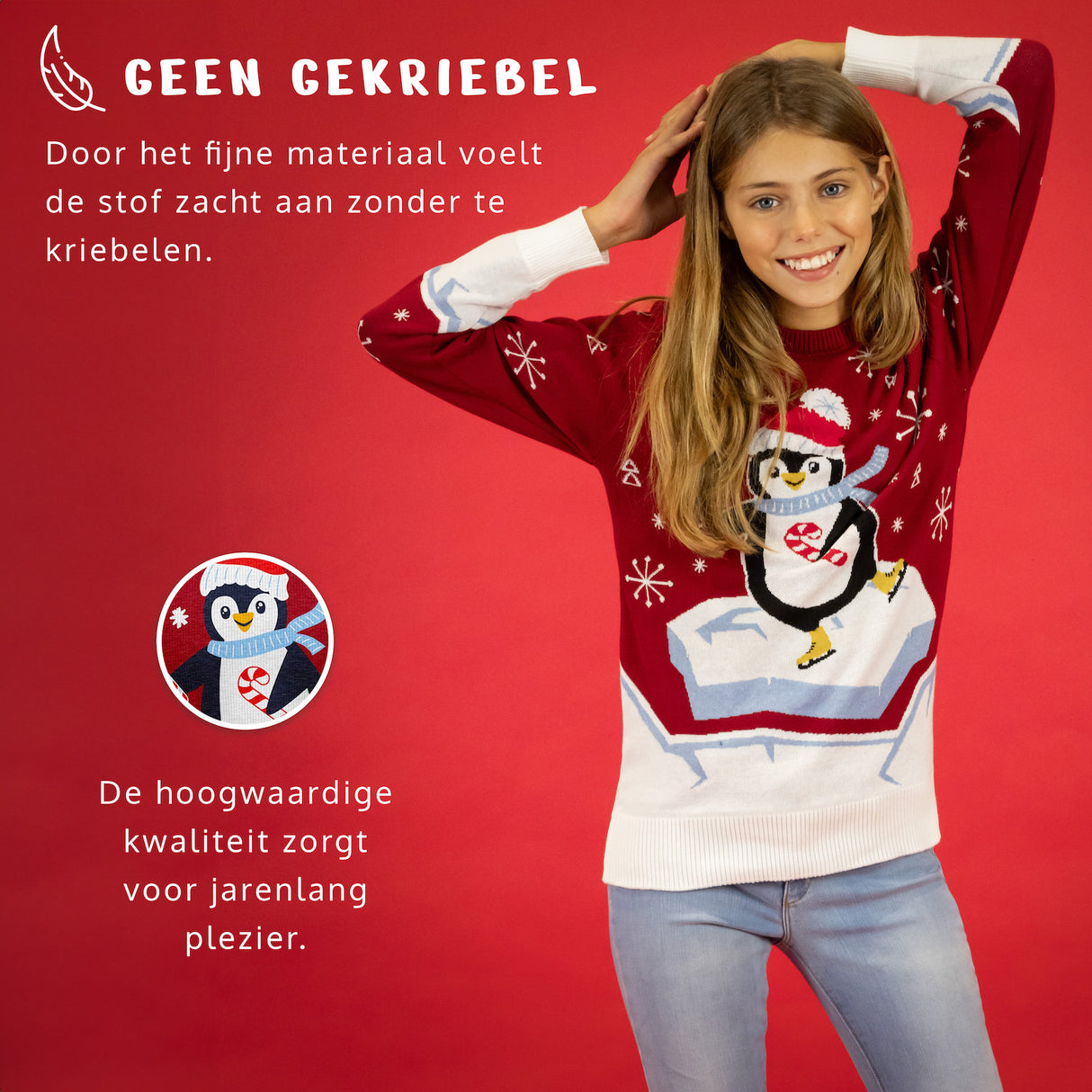 JAP Weihnachtspullover - Skateguïn - Rot