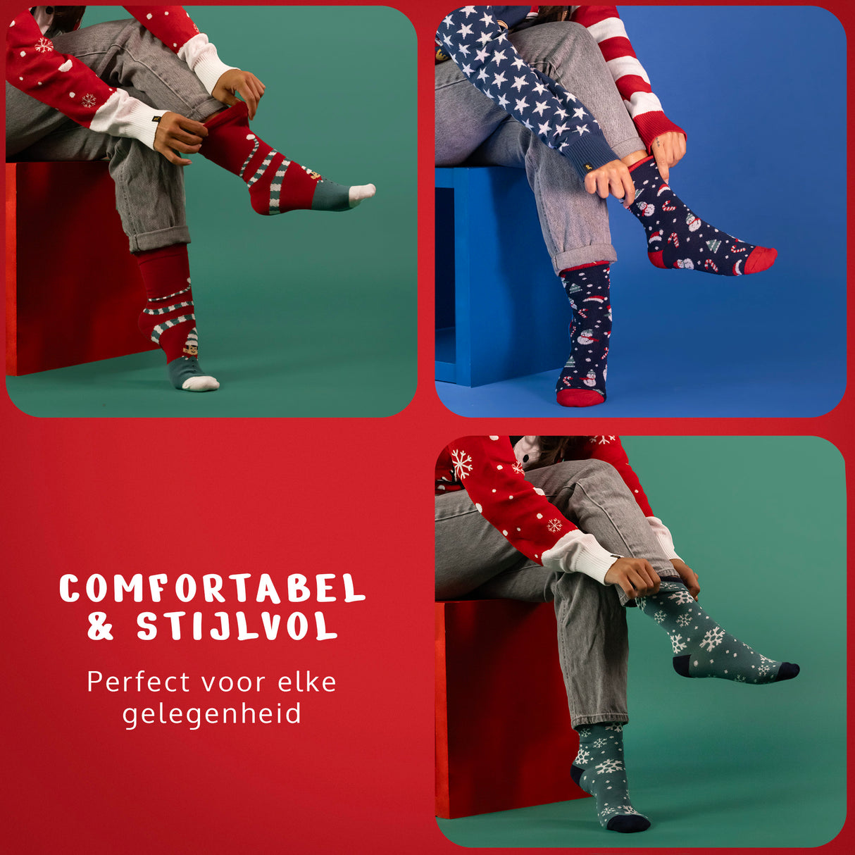 JAP - 3 Paar Kerstsokken met Cadeauverpakking