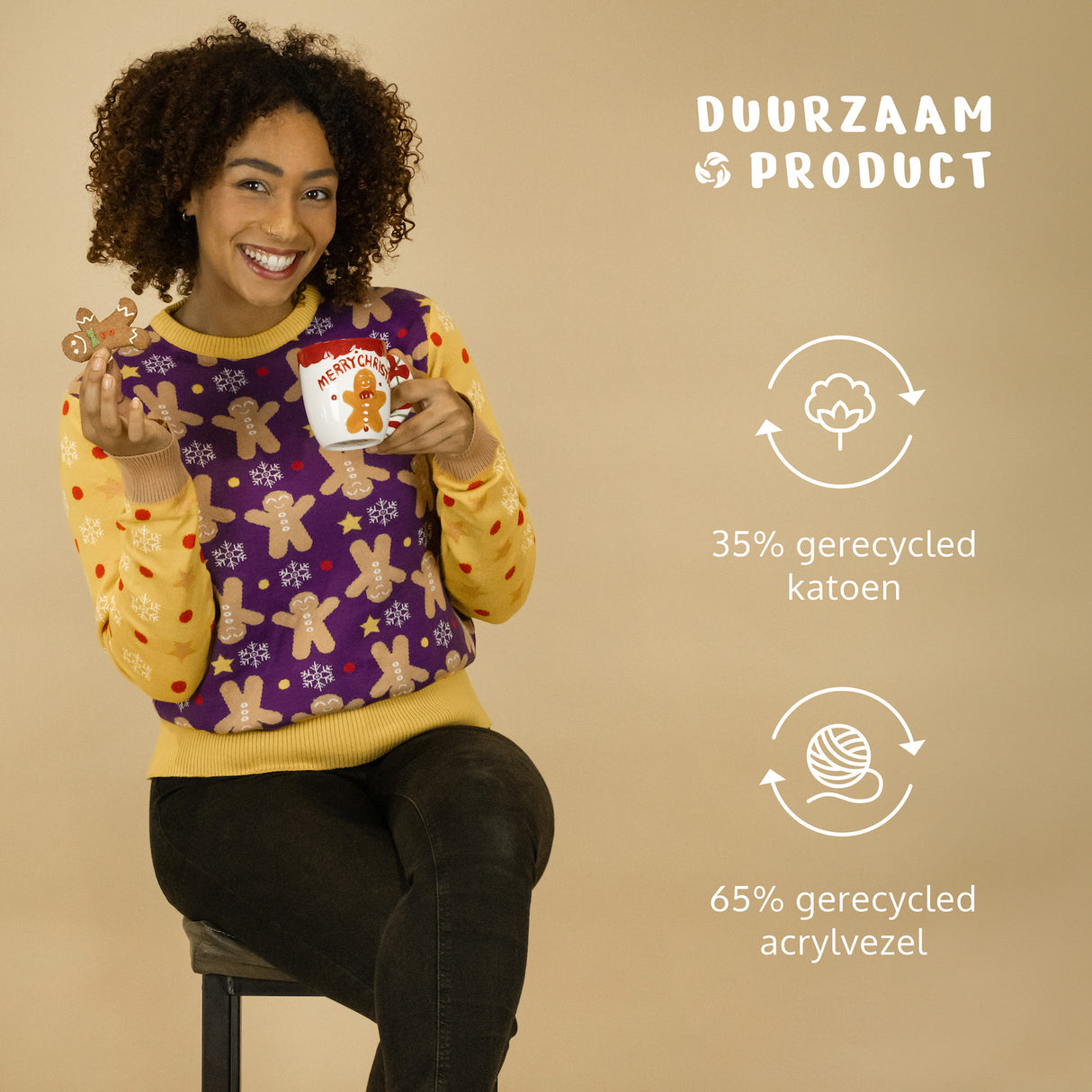 JAP Weihnachtspullover - Gingerbread - Gelb