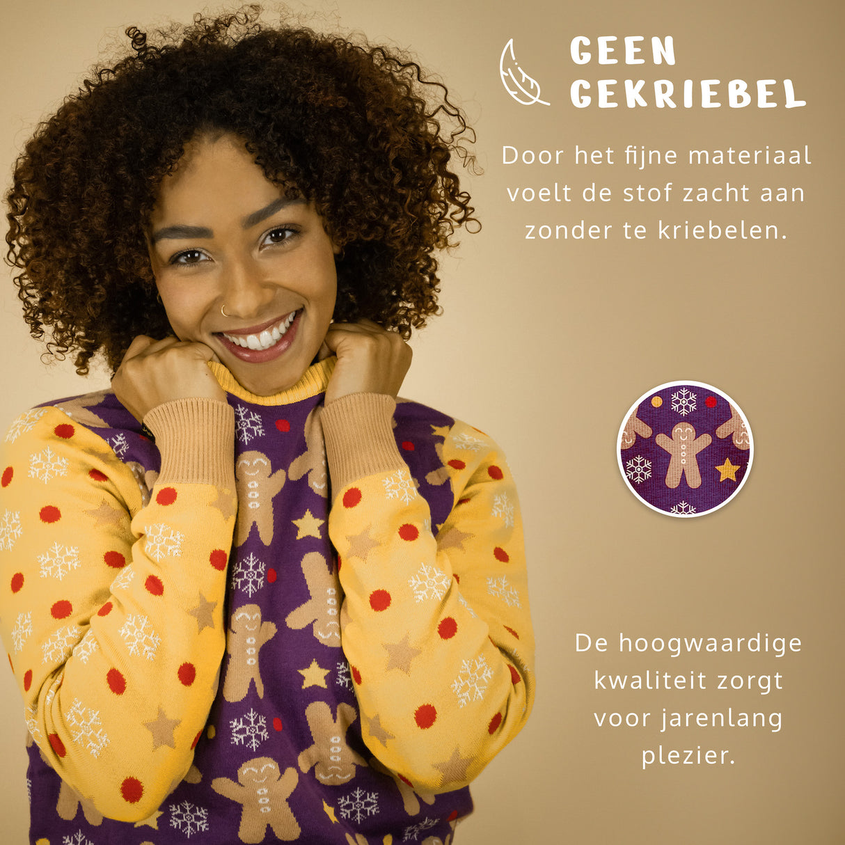 JAP Weihnachtspullover - Gingerbread - Gelb