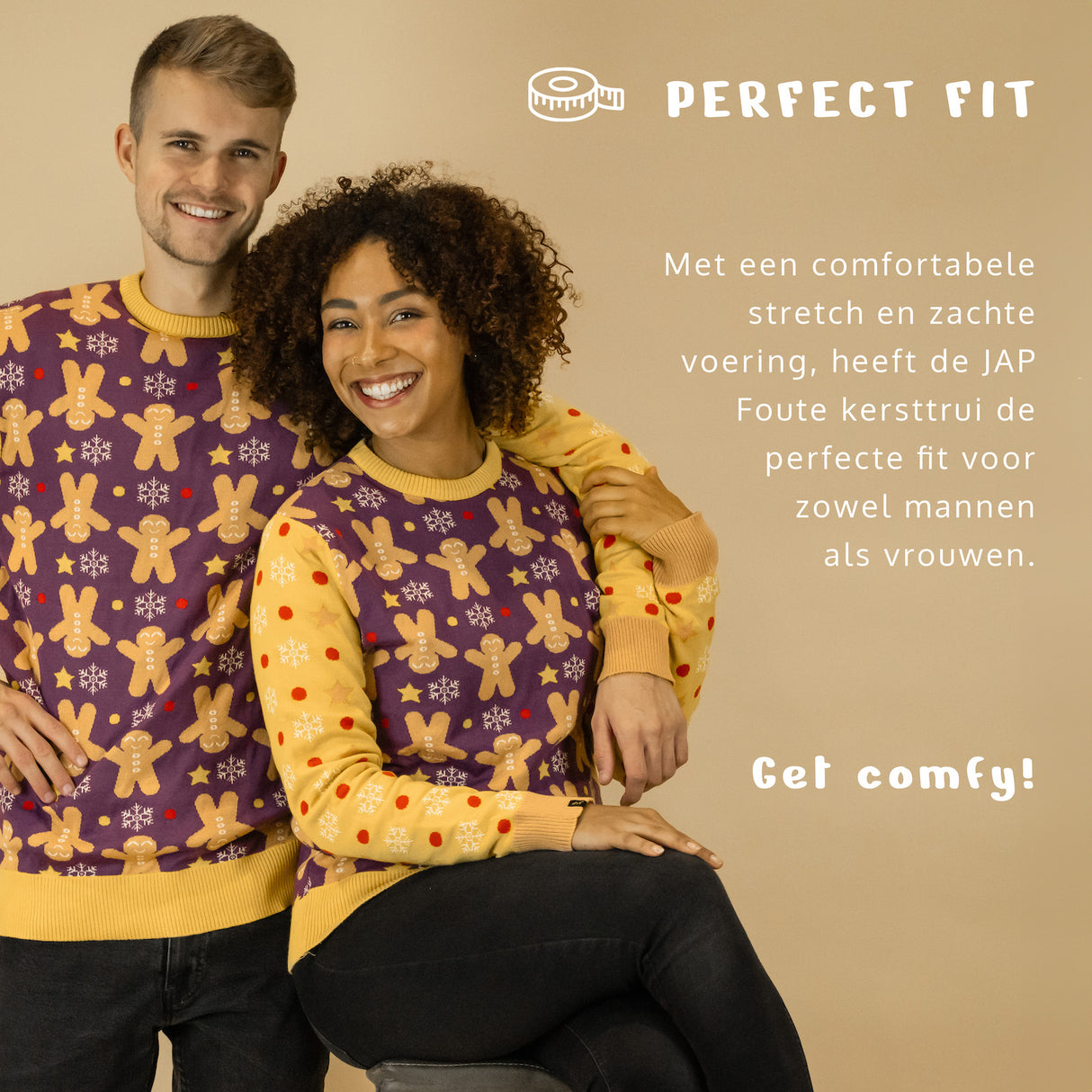 JAP Weihnachtspullover - Gingerbread - Gelb