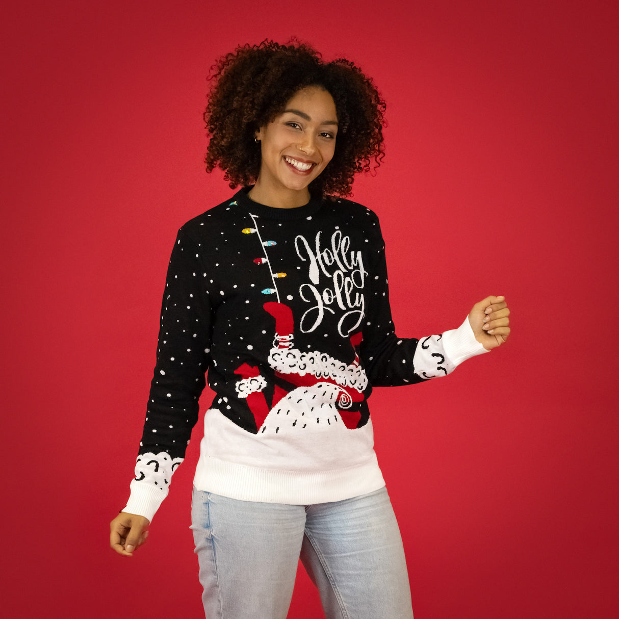 JAP Weihnachtspullover mit Lichtern - Holly Jolly