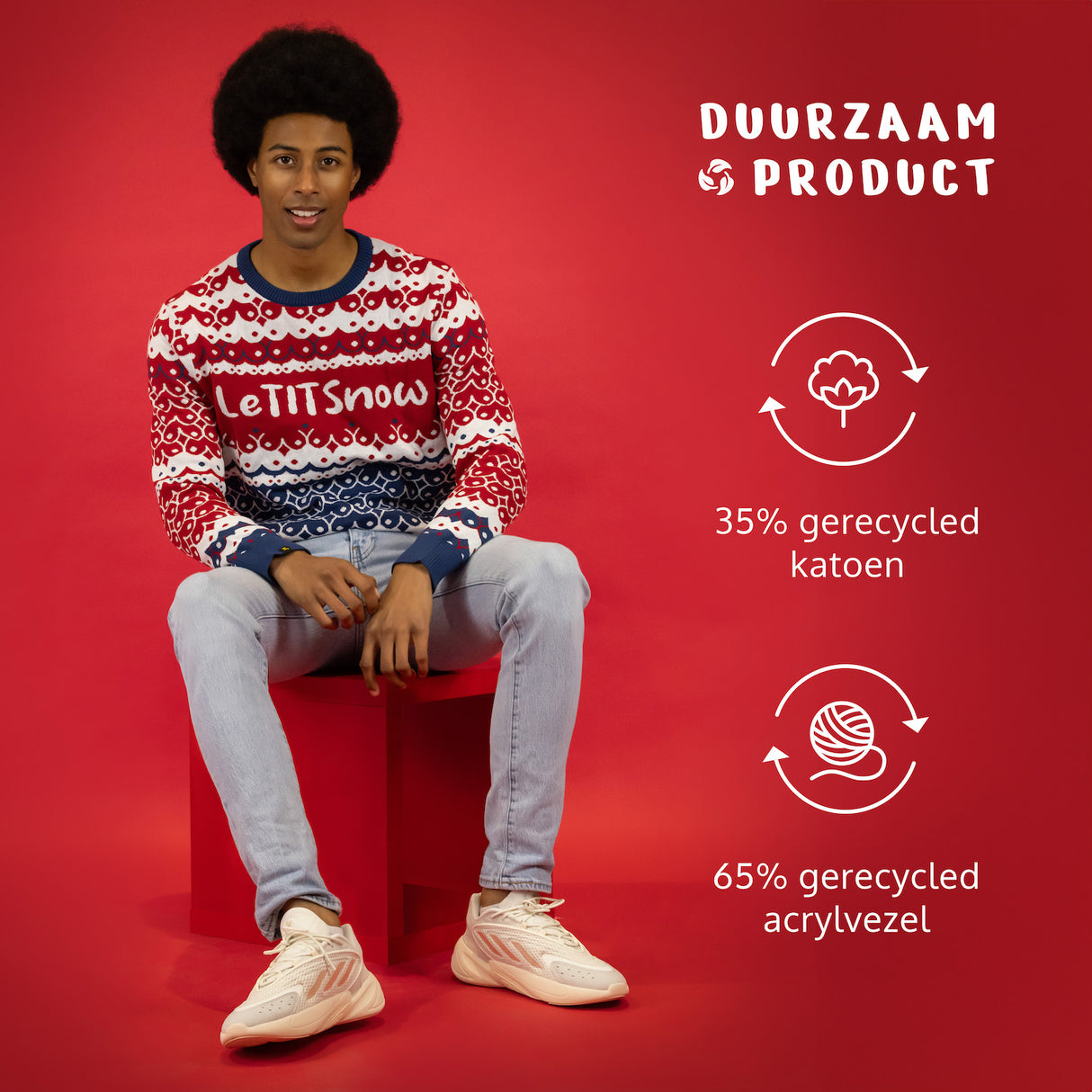 JAP Ugly Christmas Sweater - LeTITSnow - Rot/Blau