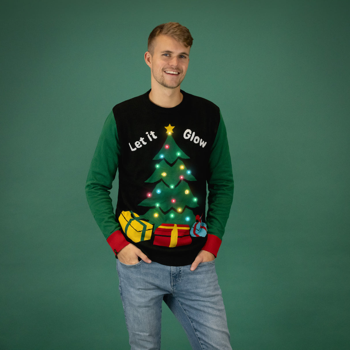 JAP Weihnachtspullover mit Lichtern - Lass es leuchten