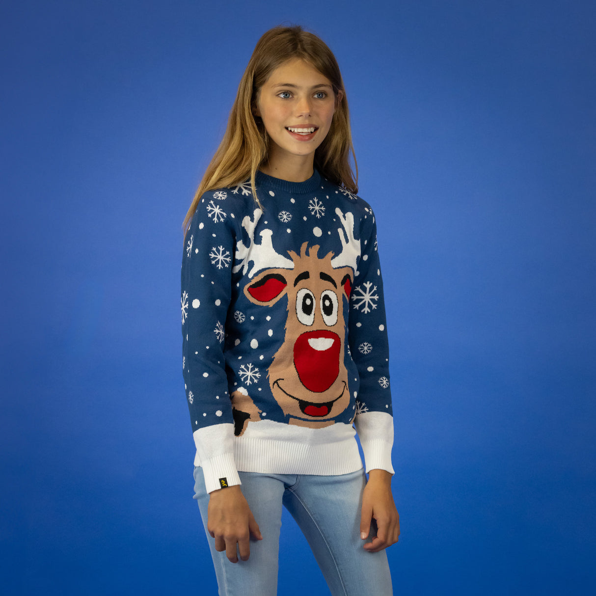 JAP Weihnachtspullover - Rudolf das Rentier - Dunkelblau