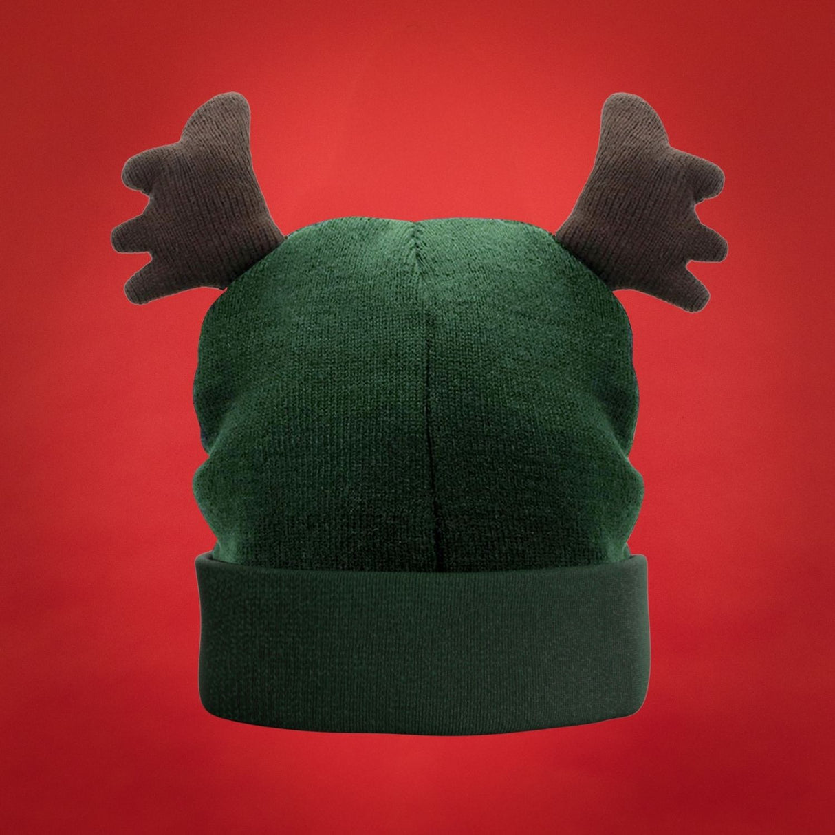 JAP Weihnachtsmütze mit Hörnern und 3D Nase - Rudolf das Rentier - Grün