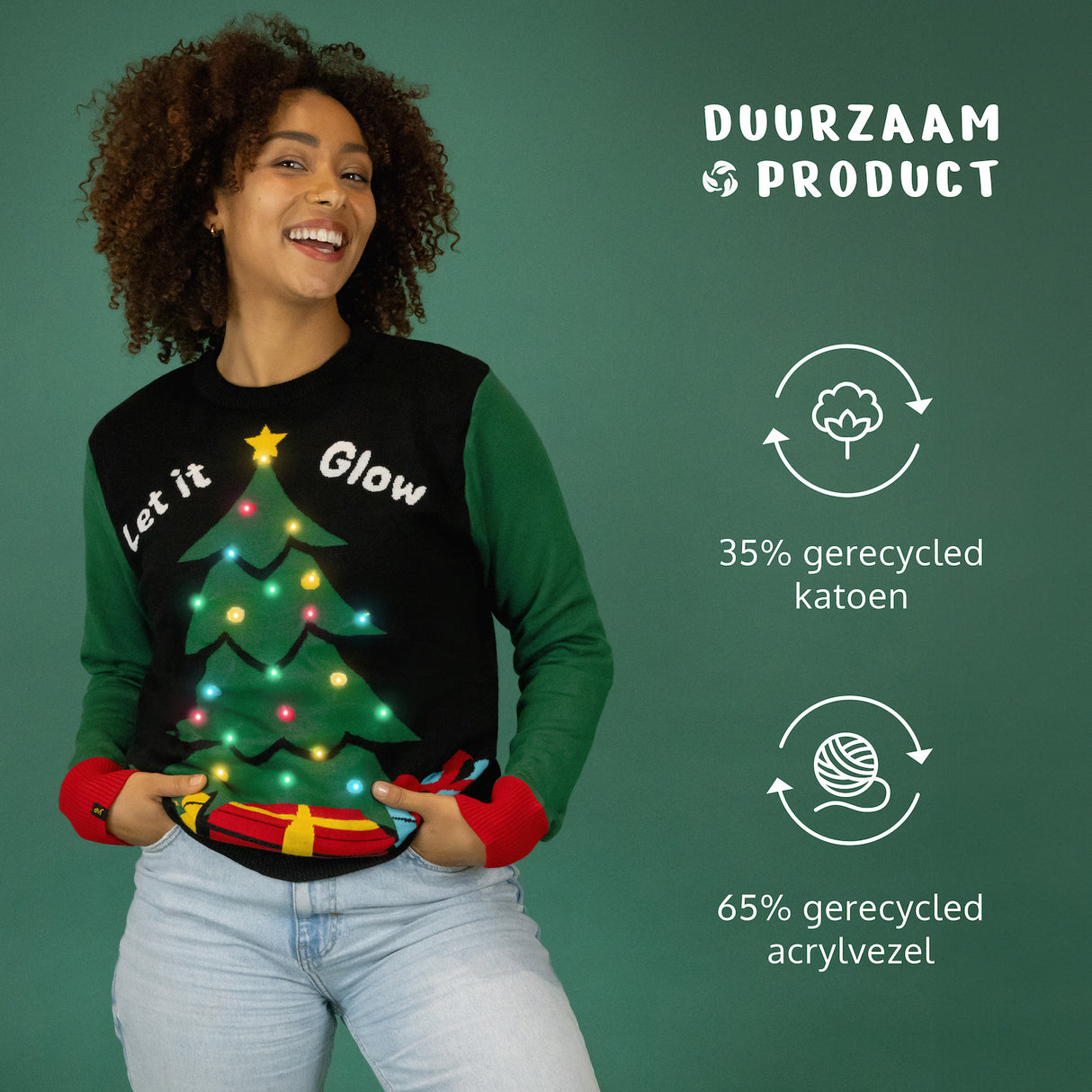 JAP Weihnachtspullover mit Lichtern - Lass es leuchten