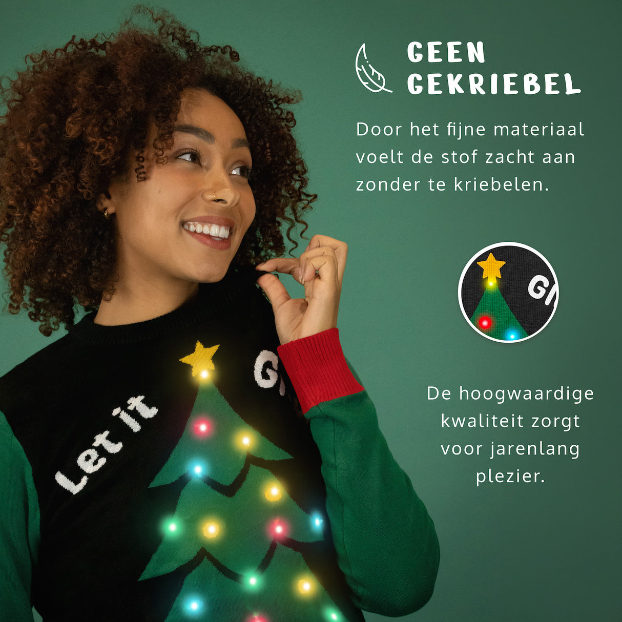 JAP Weihnachtspullover mit Lichtern - Lass es leuchten