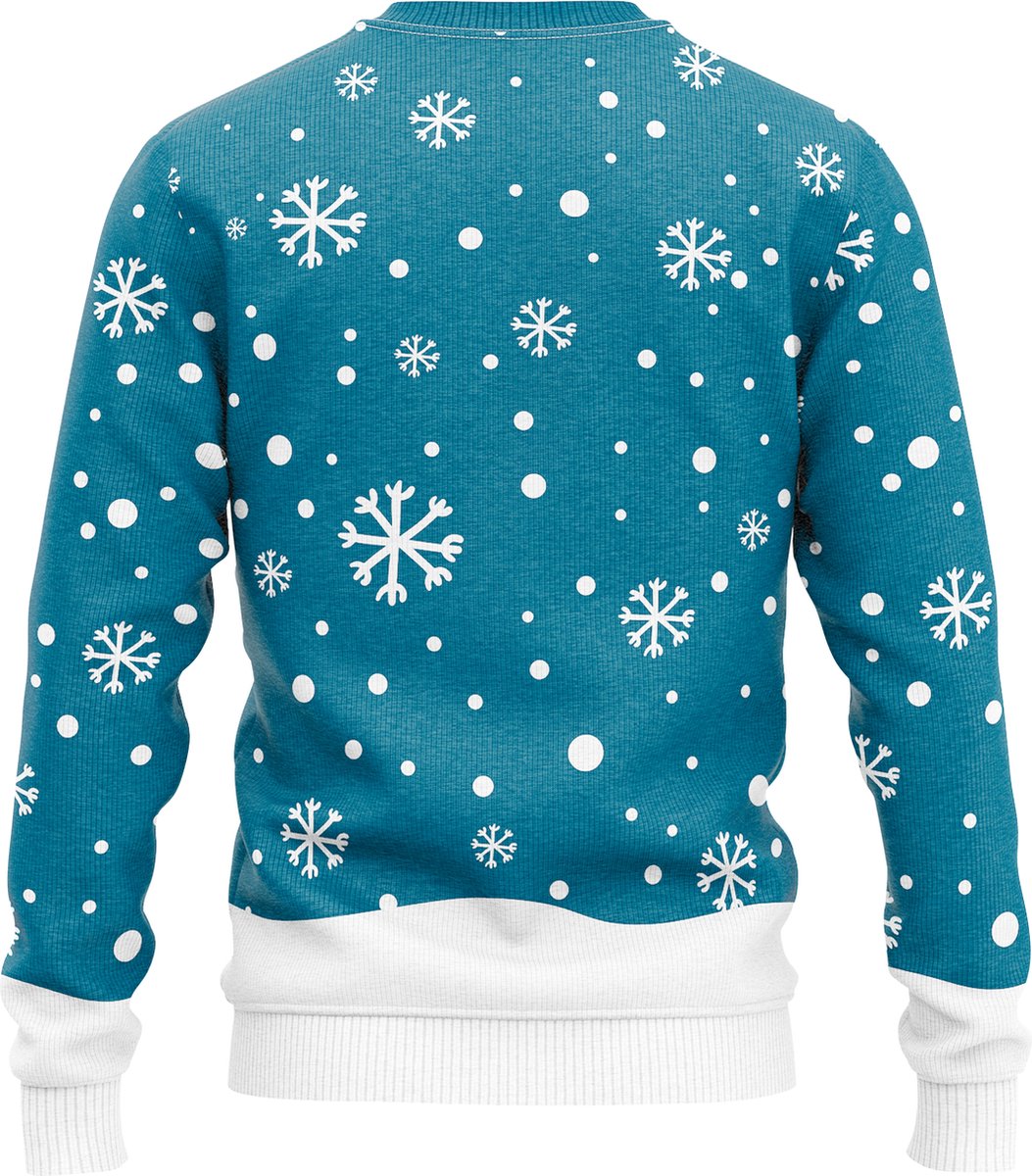 JAP Meisjes Kersttrui - Sneeuwpop - Blauw