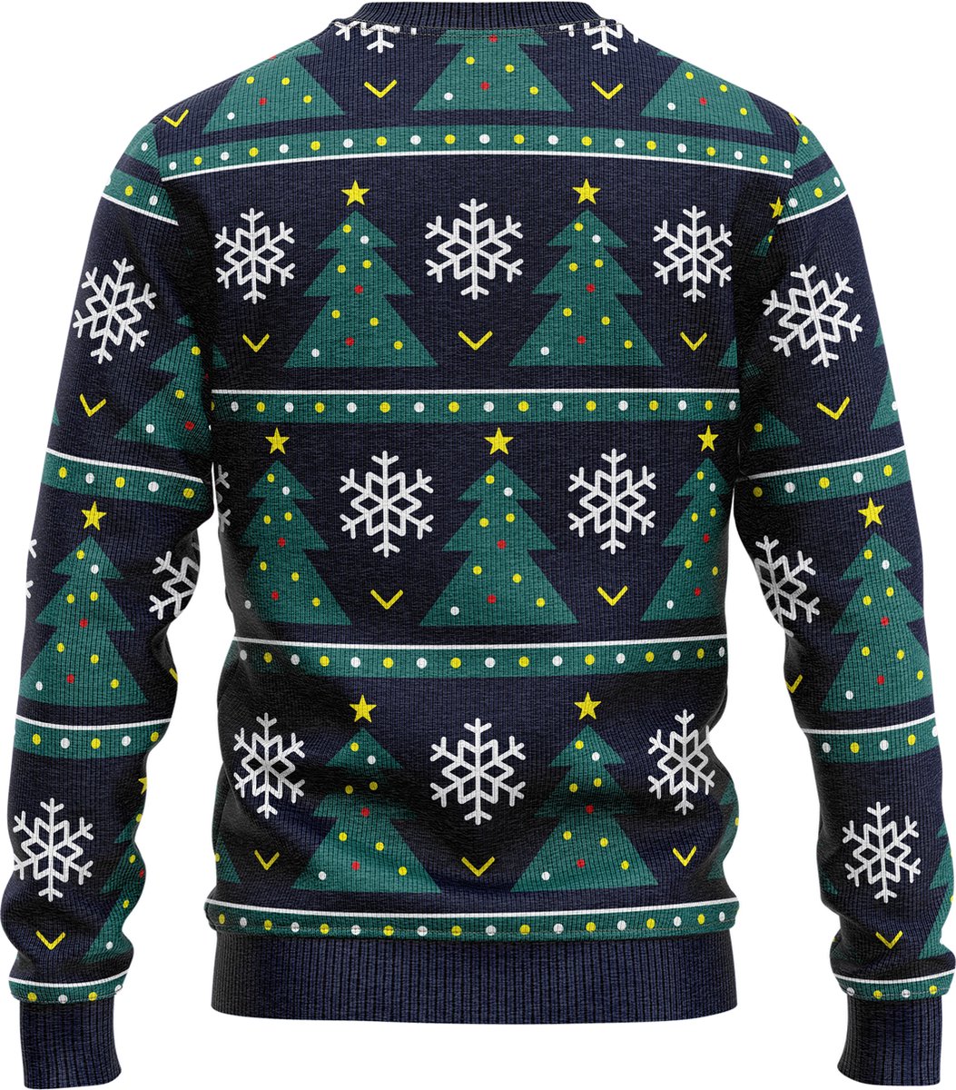 JAP Meisjes Kersttrui - Kerstboom - Donker Blauw