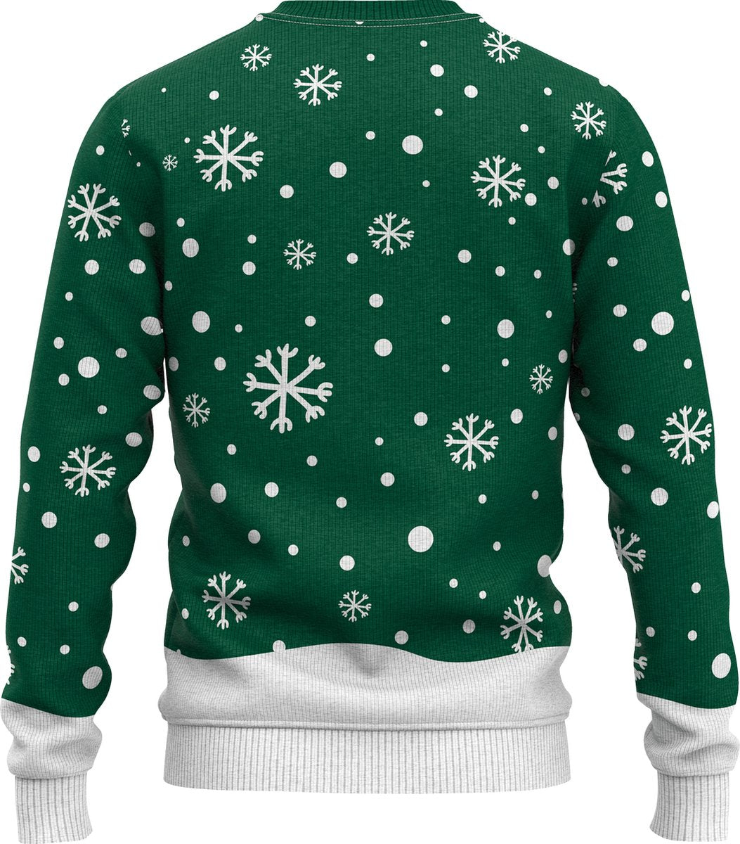 JAP Meisjes Kersttrui - Kerstman - Groen