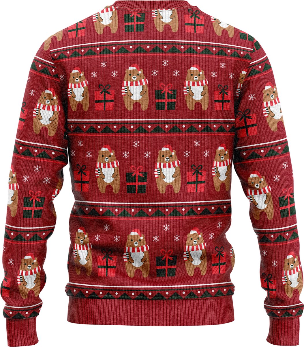 JAP Jongens Kersttrui - Beer met geschenk - Rood