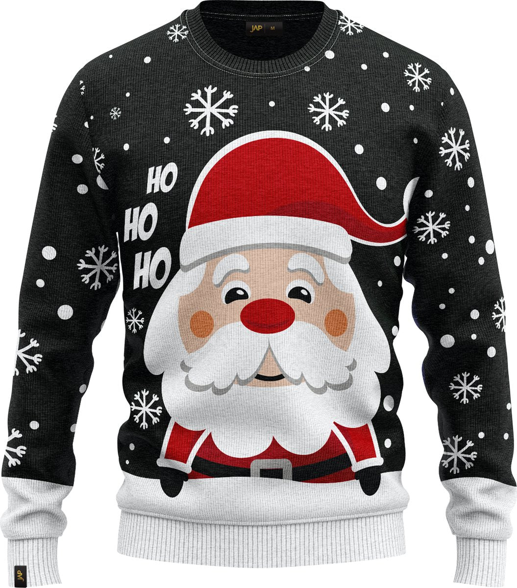 JAP Jongens Kersttrui - Kerstman - Zwart