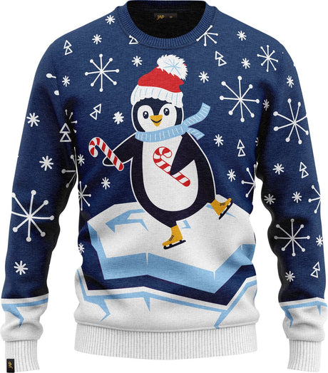 JAP Meisjes Kersttrui - Skateguïn - Blauw
