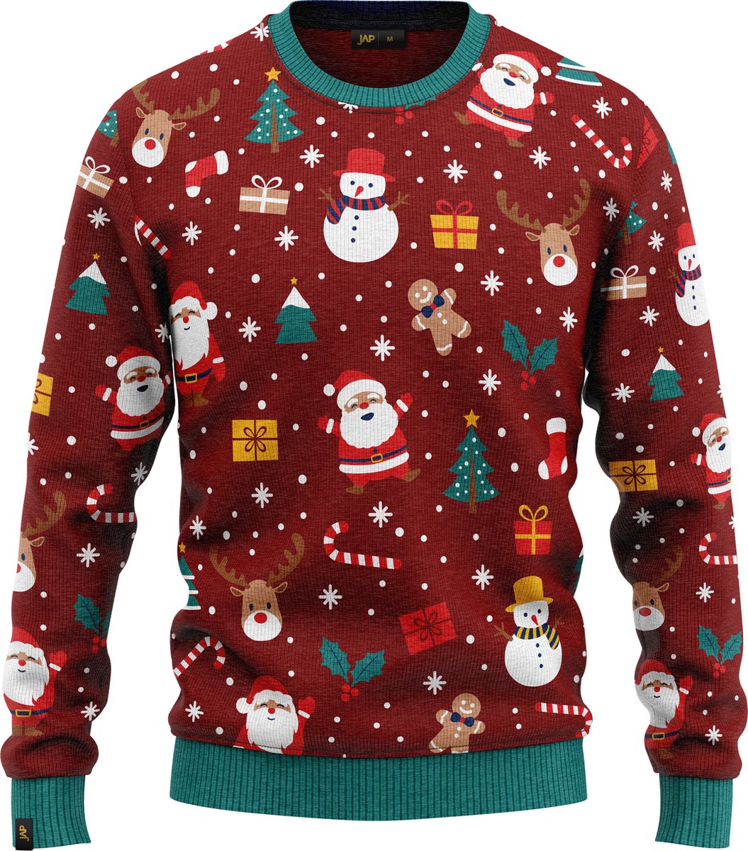JAP Jongens Kersttrui - Christmas tale - Bordeaux Rood