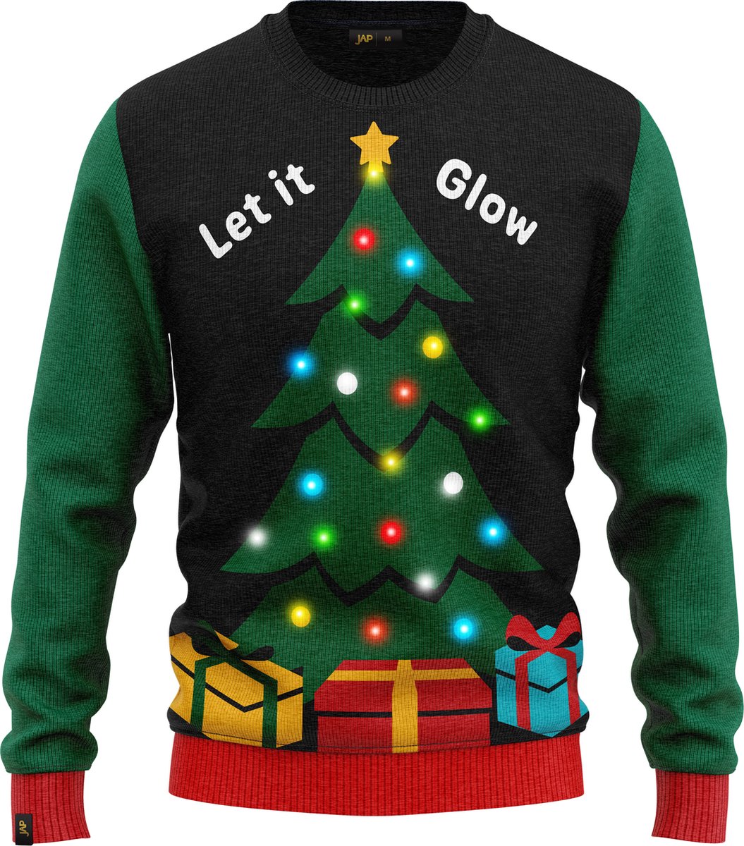 JAP Meisjes Kersttrui met lichtjes - Let it glow