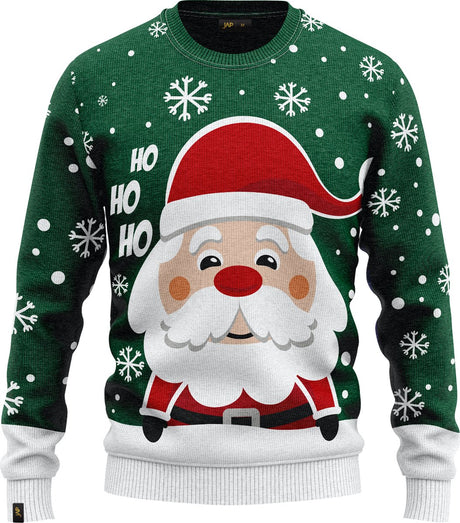 JAP Meisjes Kersttrui - Kerstman - Groen