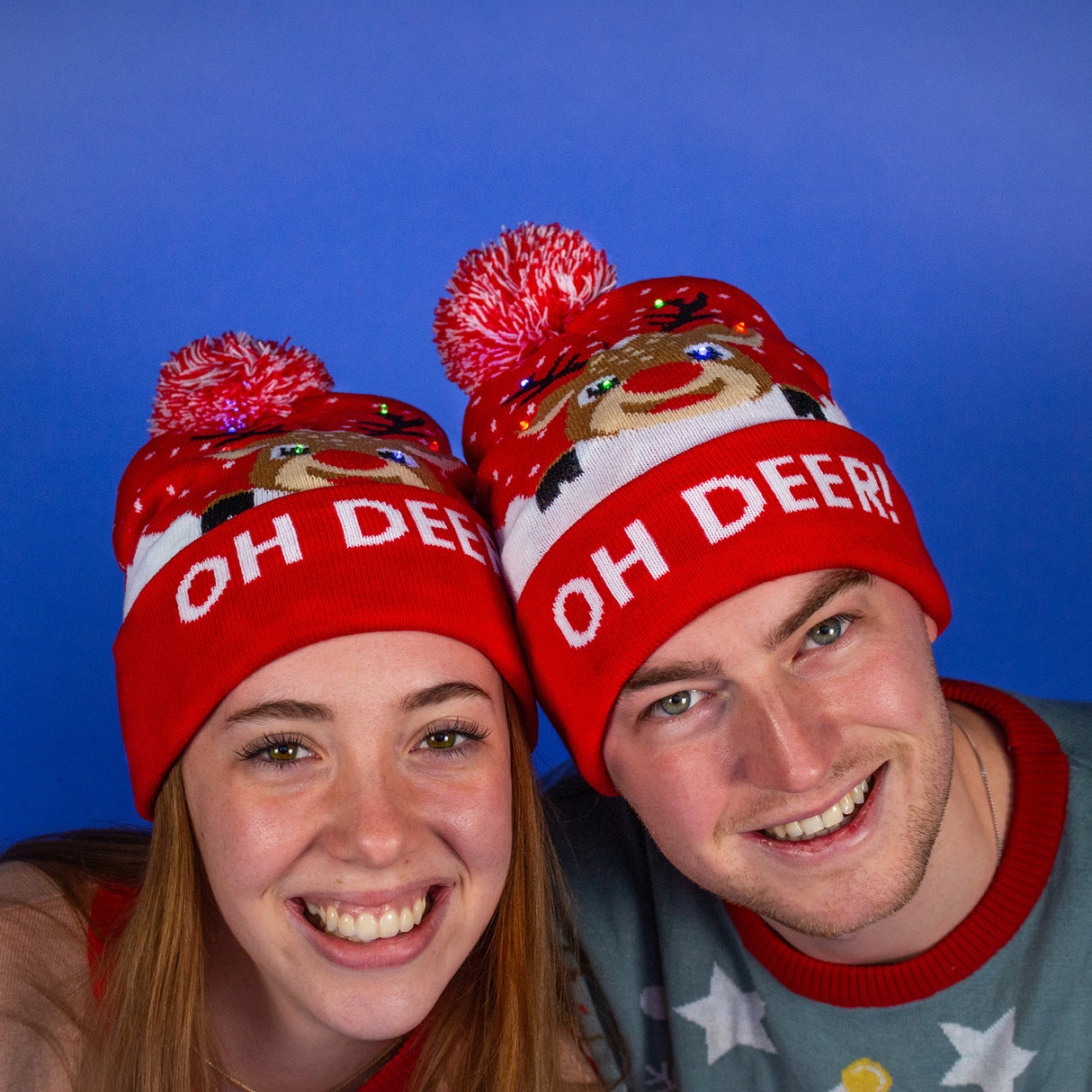 JAP Kerstmuts met gekleurde lichtjes - OH DEER! - Rood