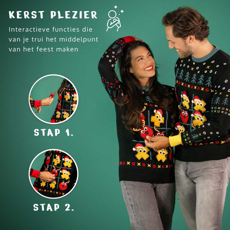 JAP Dames Interactieve Kersttrui - Boter, Kaas en eieren