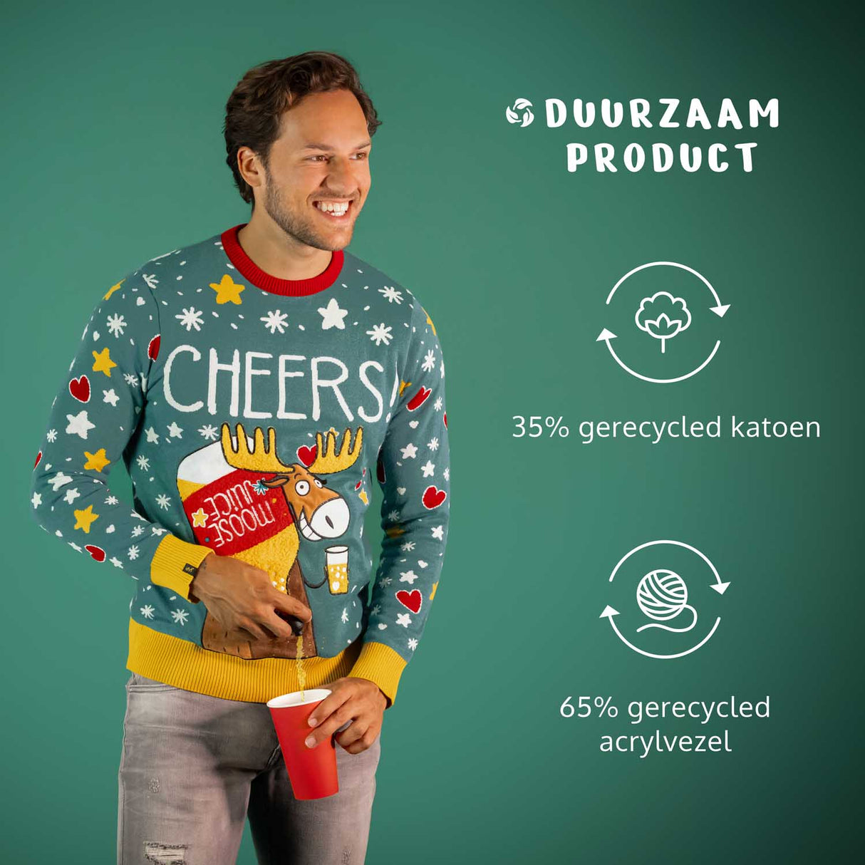 JAP Interactieve Kersttrui - CHEERS! Moose Juice